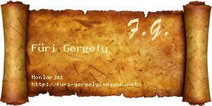 Füri Gergely névjegykártya