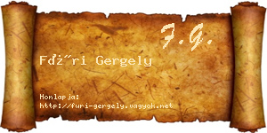 Füri Gergely névjegykártya